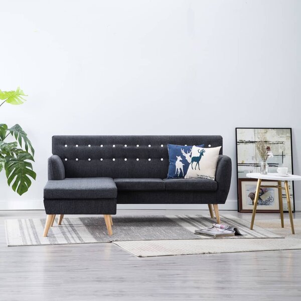 L-shaped Sofa Fabric Upholstery 171,5x138x81,5 cm Dark Grey
