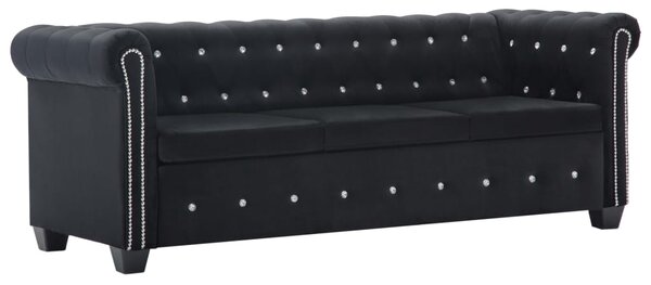 3-Seater Chesterfield Sofa Velvet Upholstery 199x75x72 cm Black