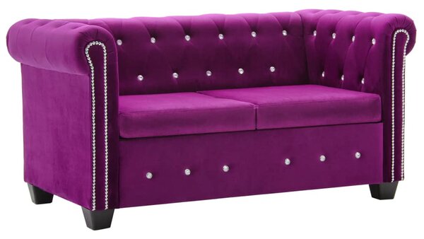 2-Seater Chesterfield Sofa Velvet Upholstery 146x75x72 cm Purple