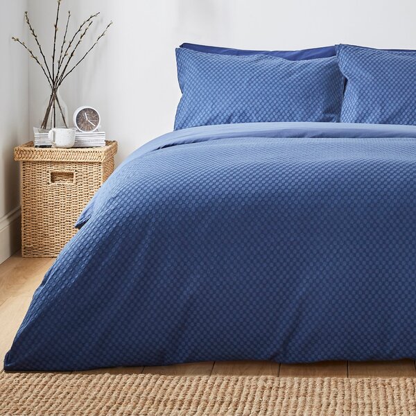 Aubrey Blue 100% Cotton Duvet Cover and Pillowcase Set Blue