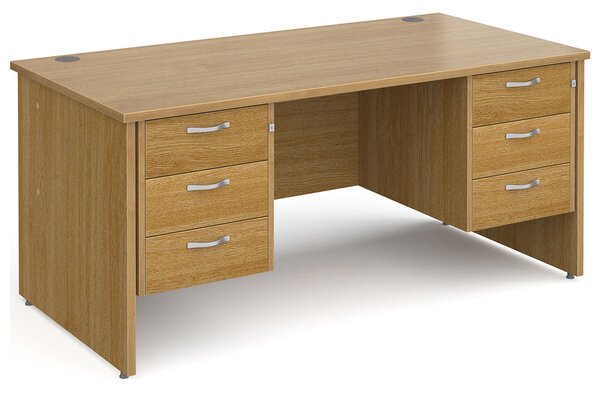 All Oak Panel End Executive Desk 3+3 Drawers , 160wx80dx73h (cm)
