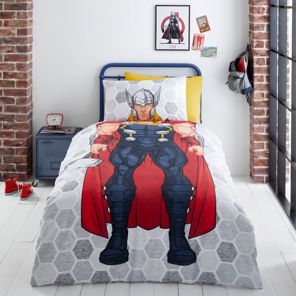 Marvel Thor Reversible Duvet Cover and Pillowcase Set MultiColoured
