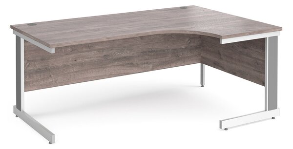 Tully Deluxe Right Hand Ergonomic Desk, 180wx120/80dx73h (cm), Grey Oak