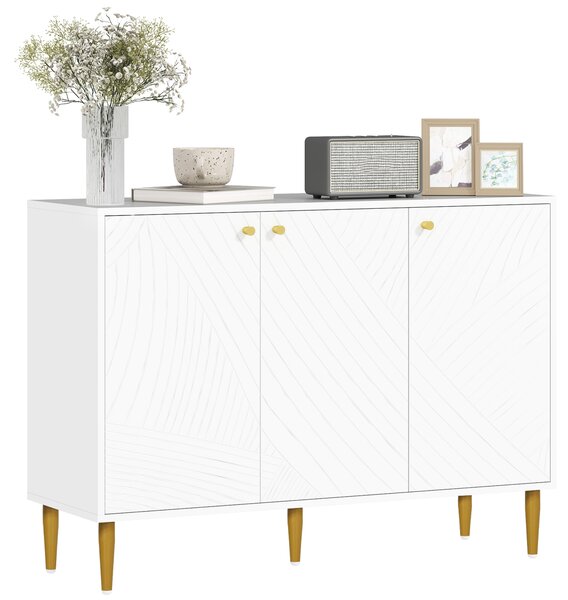 HOMCOM Elegant Two-Cupboard Sideboard - White/Gold-Tone