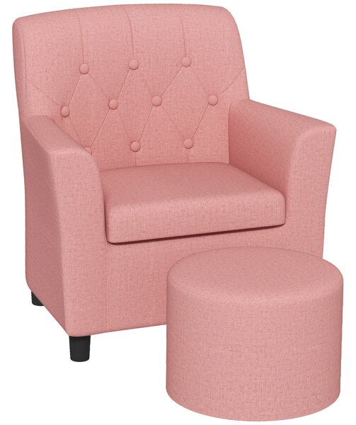 AIYAPLAY 2PCs Kids Sofa Set with Footrest, for Playroom, Bedroom, Pink