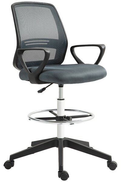 Vinsetto Ergonomic Mesh Back Drafting Chair Draughtsman Chair with Adjustable Height, Grey