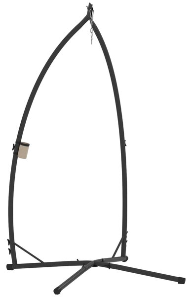 Outsunny Hammock Chair Stand Only, Hanging Chair Stand with X-Shape Base, Heavy Duty Steel Single Hammock Egg Swing Frame for Indoor Outdoor, Black
