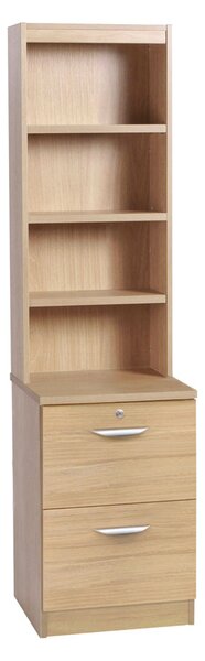 Small Office 2 Drawer Filing Cabinet with Hutch Bookcase, Sandstone