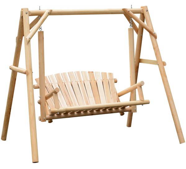 Outsunny Outdoor 2 Seater Larch Wood Wooden Garden Porch Swing Chair Hammock Bench Lounger