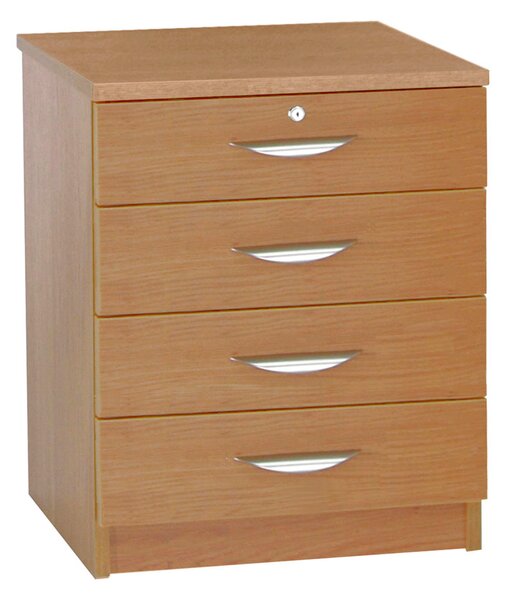 Small Office 4 Drawer Chest, English Oak