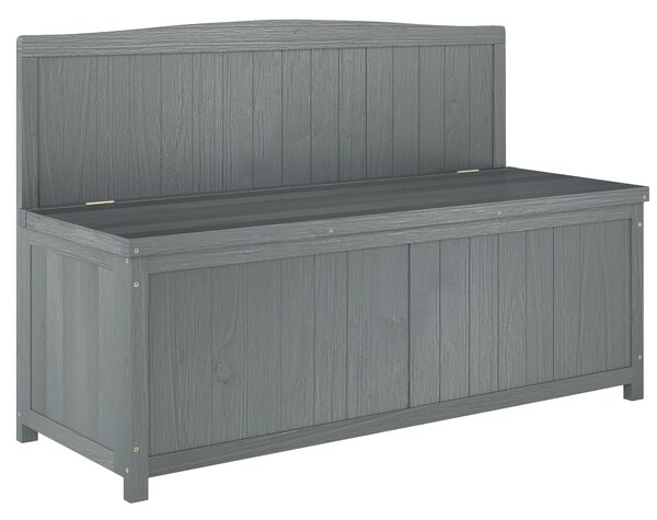 Outsunny Wood Storage Bench for Patio Furniture, Outdoor Garden Seating Tools, Grey