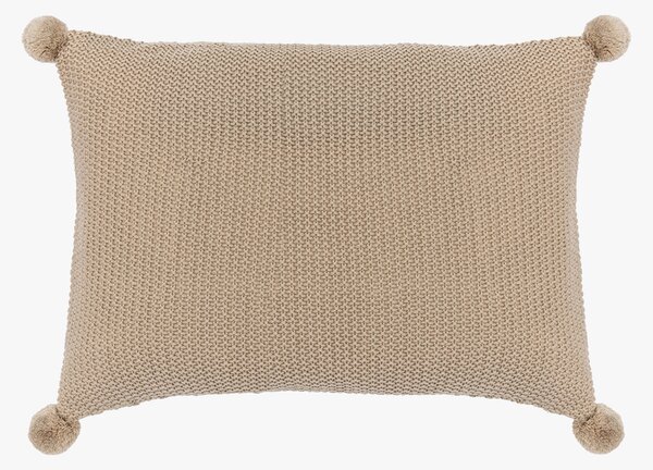 Beverly Knit Pom Pom Filled Cushion in Natural