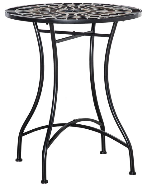 Outsunny Φ60cm Mosaic Outdoor Patio Table - Black