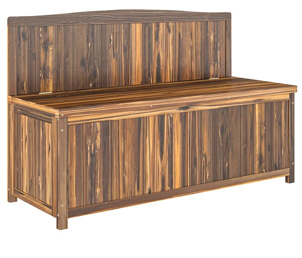 Outsunny Wood Storage Bench for Patio Furniture, Outdoor Garden Seating Tools, Brown