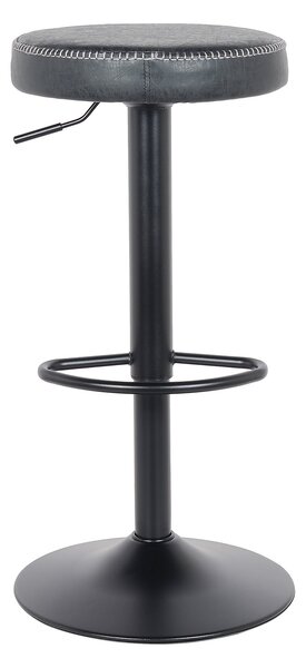 Venice Round Adjustable Height Bar Stool, Faux Leather Black