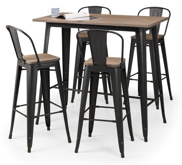 Grafton Rectangular Bar Table with 4 Stools Black