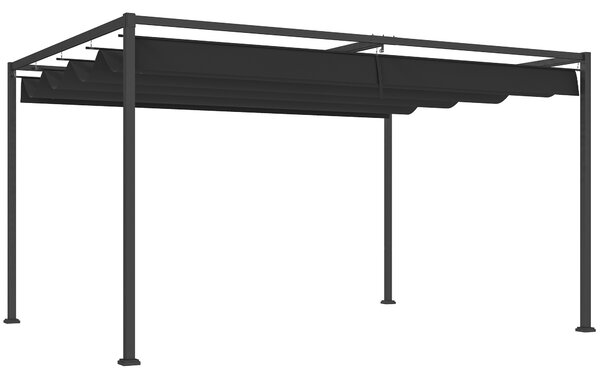 Outsunny 4 x 3m Metal Pergola, with Retractable Canopy Roof - Black