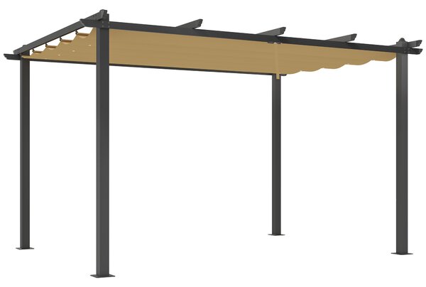 Outsunny 3 x 4m Aluminium Pergola, with Retractable Roof - Khaki