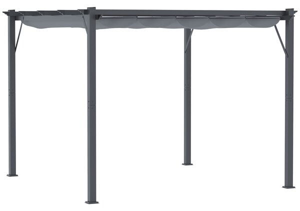Outsunny 3 x 3 m Aluminum Gazebo, with Retractable Roof - Grey