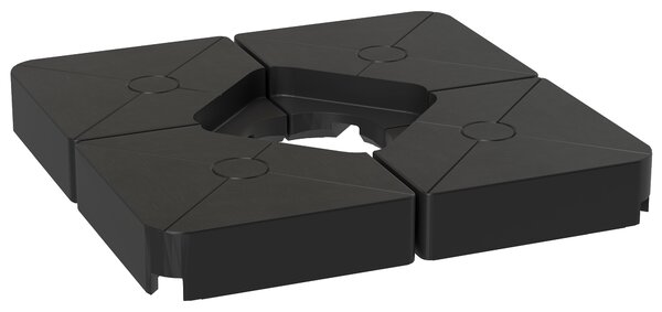 Outsunny Umbrella Weights for Cantilever Parasols, Set of 4 Heavy Duty Parasol Base Weights, 64kg Sand or 55kg Water Filled, Black