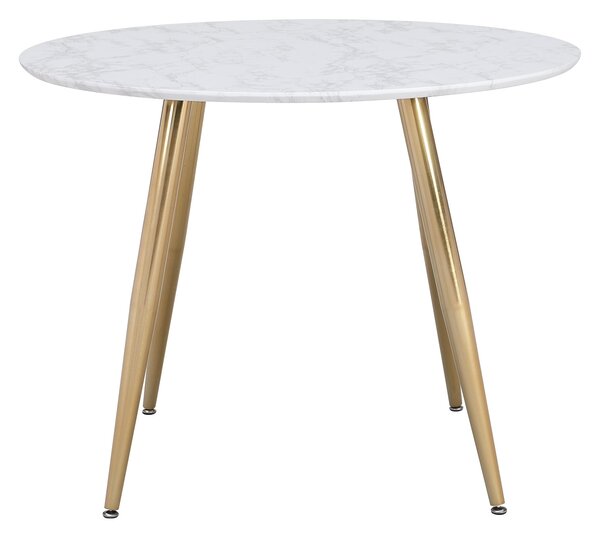 Kendall 4 Seater Round Dining Table, Marble Effect White