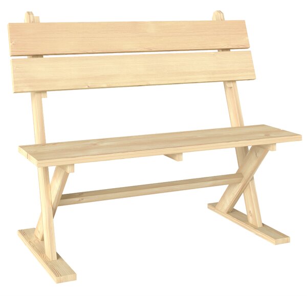 Outsunny 2 Seater Wooden Garden Bench, Fir Wood Outdoor Bench with Slatted Seat, Sloping Back and Wide Feet for Patio, Park, Natural Wood