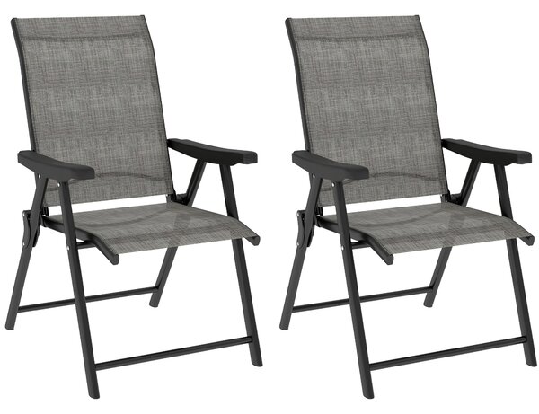 Outsunny Set of Two Folding Outdoor Chairs - Black/Grey