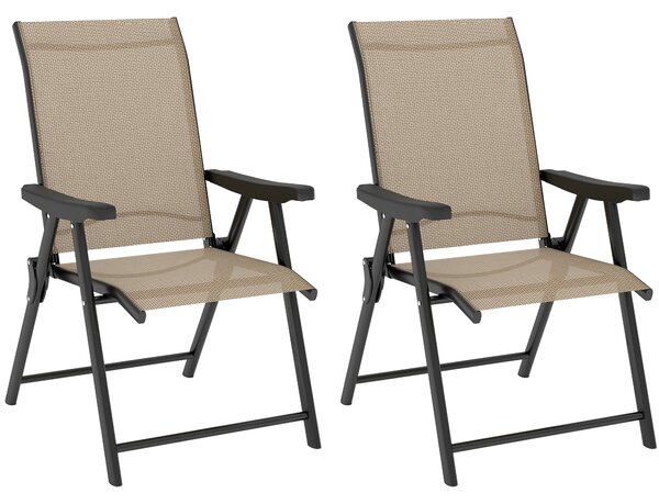 Outsunny Set of Two Folding Outdoor Chairs - Brown/Black
