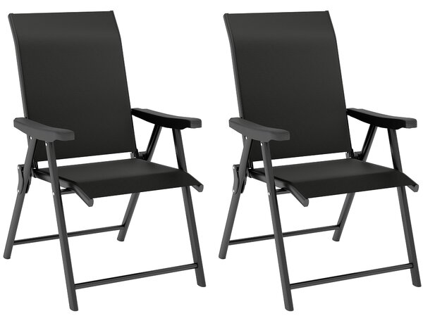 Outsunny Set of Two Folding Outdoor Chairs - Black