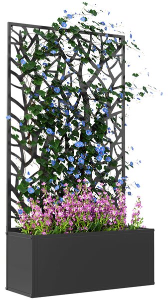 Outsunny Garden Bed with Privacy Screen, Wall Mounted or Freestanding Raised Planter for Climbing Plants, Flowers, Vegetables