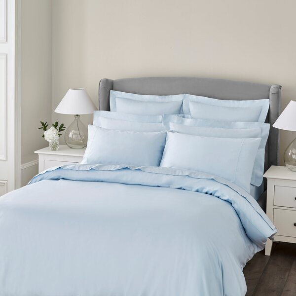Dorma 300 Thread Count 100% Cotton Sateen Plain Blue Duvet Cover Blue