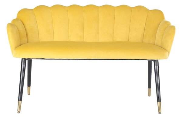 Vivian 2 Seater Dining Bench Seat, Velvet Yellow