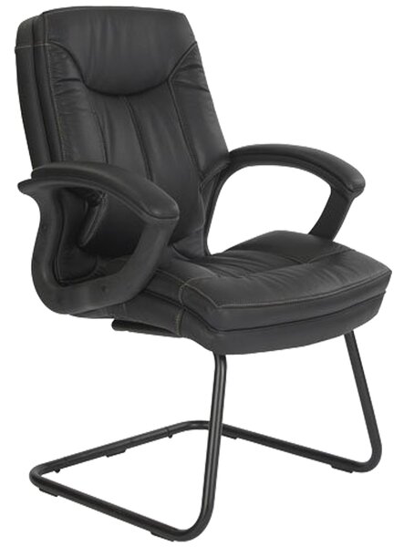 Clayton Black Leather Faced Visitor Chair, Black