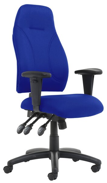 Asinaro Blue Fabric Posture Chair (Adjustable Arms), Blue
