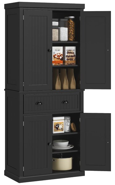 HOMCOM Traditional Kitchen Cupboard Freestanding Storage Cabinet with Drawer, Doors and Adjustable Shelves, Black Aosom UK