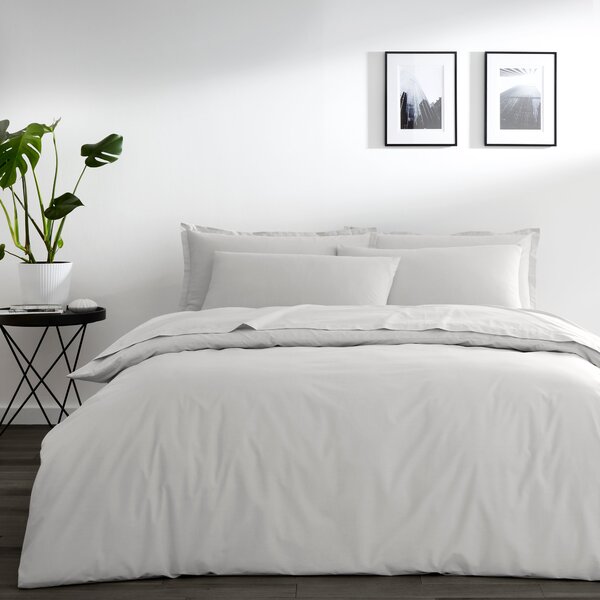 Pure Cotton Silver Plain Dye Duvet Cover Silver