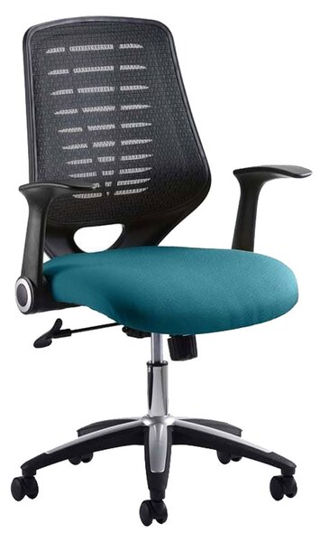 Baton Mesh Back Operator Chair With Fabric Seat And Arms, Black/Maringa Teal