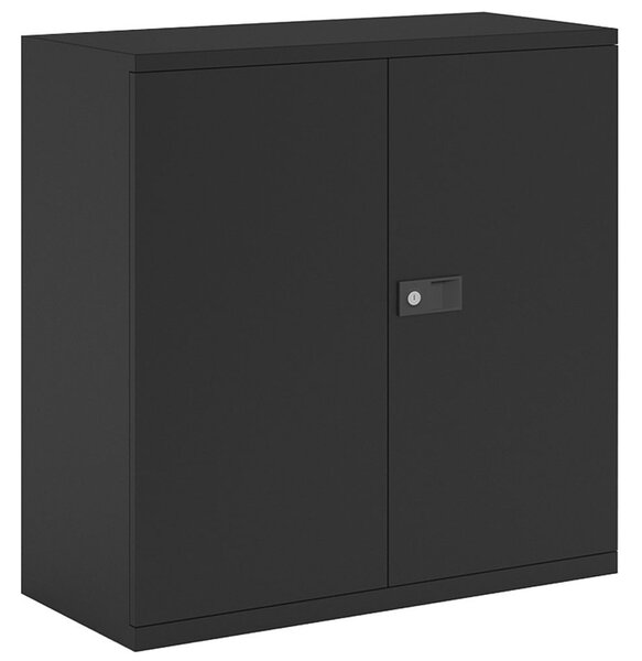 Economy Double Door Cupboard, 1 Shelf - 91wx40dx100h (cm), Black