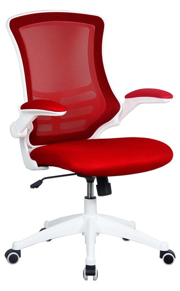 Moon Mesh Back Operator Chair With White Base (Red), Red