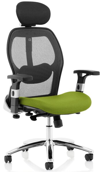 Alva Mesh Back Chair With Coloured Fabric Seat, Myrrh Green