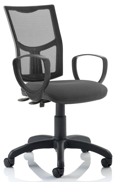 Lunar 2 Lever Mesh Back Operator Chair (Fixed Arms), Charcoal