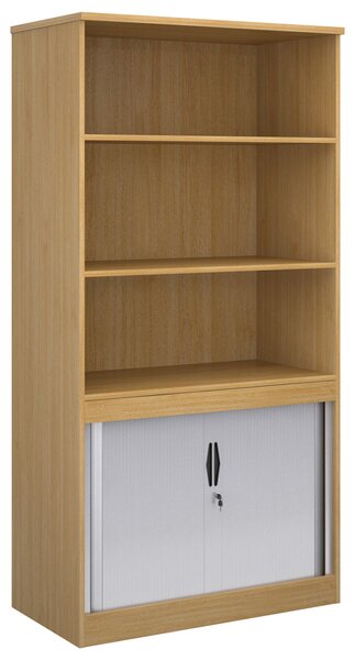 Multi Storage Open Top Tambour Cupboards, 3 Shelf - 102wx55dx200h (cm), Oak
