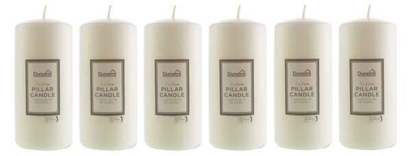 Pack of 6 Essentials White Pillar Candles, 7cm x 15cm White