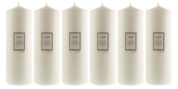 Pack of 6 Essentials White Pillar Candles, 10cm x 30cm White