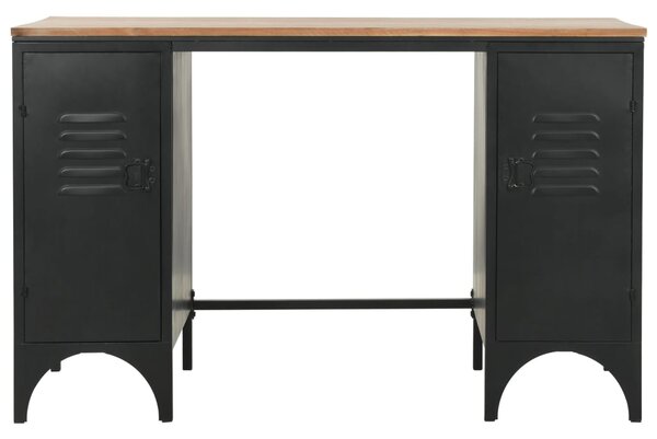 Double Pedestal Desk Solid Firwood and Steel 120x50x76 cm