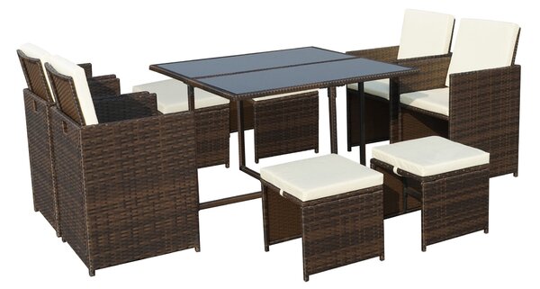 Cannes 8 Seater Brown Cube Set