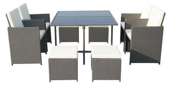 Cannes 8 Seater Grey Cube Set