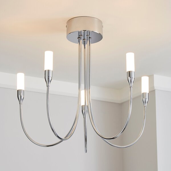 Affric 5 Light LED Tipped Chrome Chandelier Silver