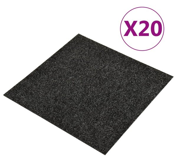 Floor Carpet Tiles 20 pcs 5 m² Black