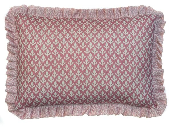 Bud Ruffle Pink, Sustainable Feather, Cushion - Andrew Martin Eco-conscious & With Trim/Fringe & Linen Blend Floral & Small Prints